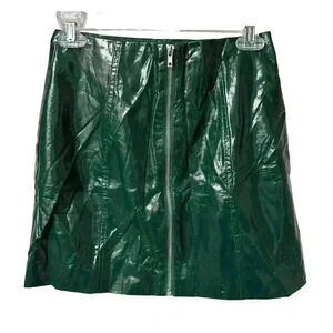 Forever 21 Contemporary Green Zippered Vinyl Mini Skirt Size Small